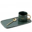 Чашка с блюдцем и ложкой "Coffee set" (зеленая) v=200 мл (подарочная