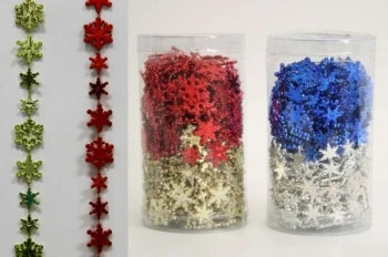 Новогодняя цепь снежинка в тубе 2в1 2х5м