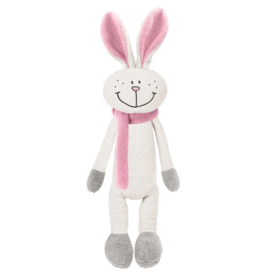 Мягкая игрушка Белый Зайка в шарфике 33 см