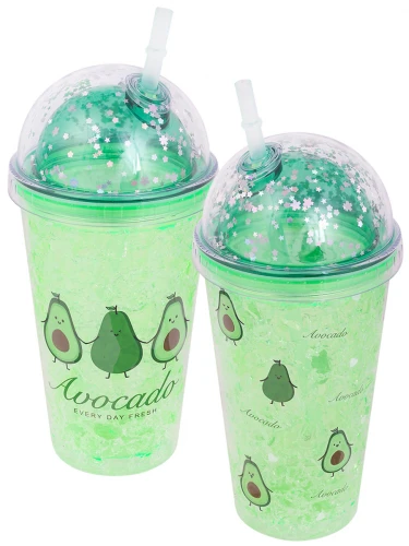 Стакан с трубочкой Друзья авокадо, в ассортименте, 450 ml СП-5858