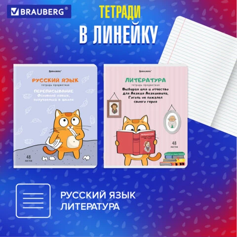 Тетради предметные, КОМПЛЕКТ 12 ПРЕДМЕТОВ, "КОТ-ЭНТУЗИАСТ", 48 л.,