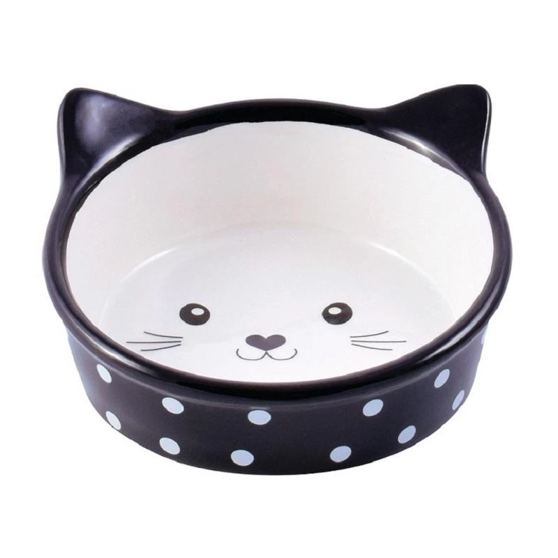 Миска керамическая для кошек Мордочка кошки черная 250мл, 4000945211178
