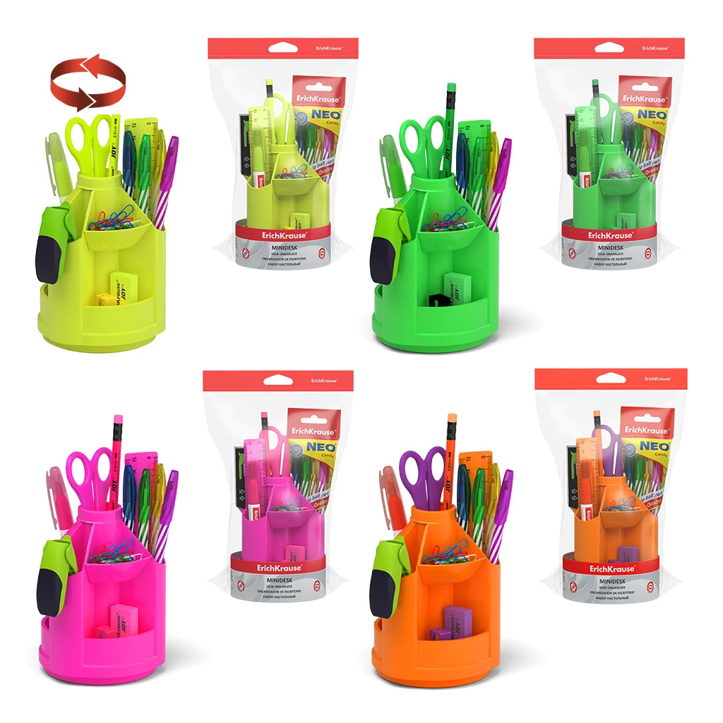 Набор настольный вращающийся пластиковый Erich Krause® Mini Desk, Neon Solid,
