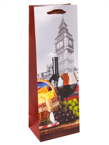 Dream cards Пакет подарочный с мат.лам. 12,8х36х8,4см (Bottle) Вина