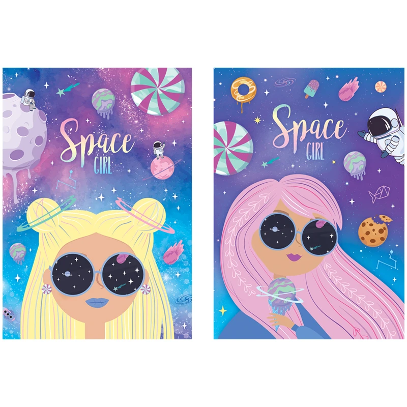 Бизнес-блокнот А6 80л. BG "Space girl", матовая ламинация, блёстки Бизнес-блокнот А6 80л. BG "Space girl", матовая ламинация, блёстки