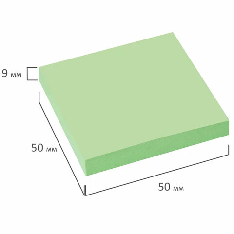 Блок самоклеящийся (стикер) STAFF, 50х50 мм, 100 л., зеленый, 127144