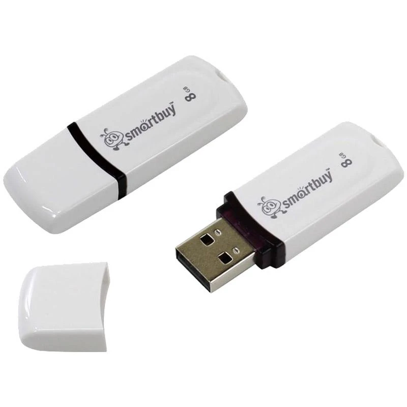 Память Smart Buy "Paean"   8GB, USB 2.0 Flash Drive, белый SB8GBPN-W