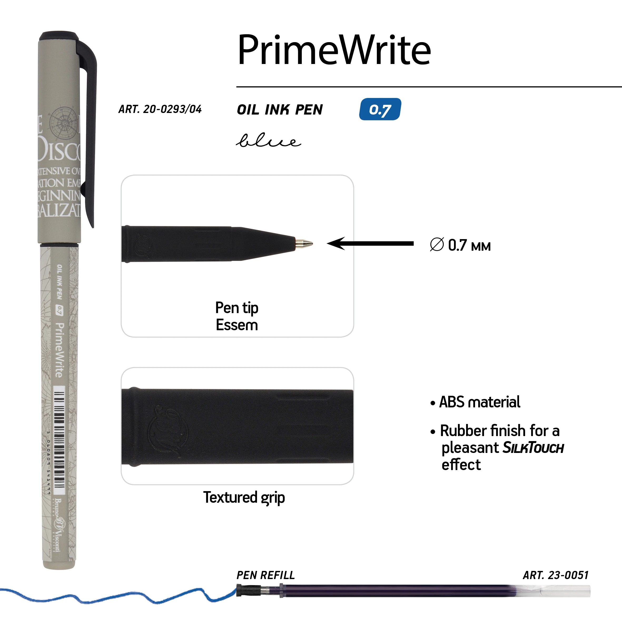 РУЧКА "PrimeWrite. Эпоха открытий. Карта мира" С ЧЕРНИЛАМИ НА МАСЛЯНОЙ