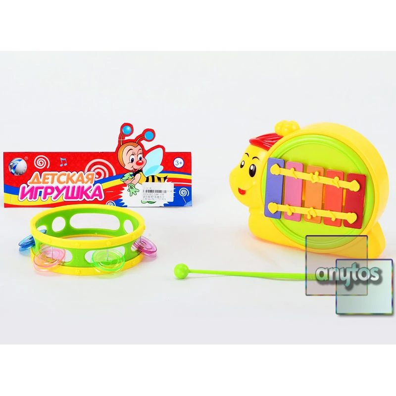 Детская игрушка набор музыкальных инструментов: бубен и металлофон