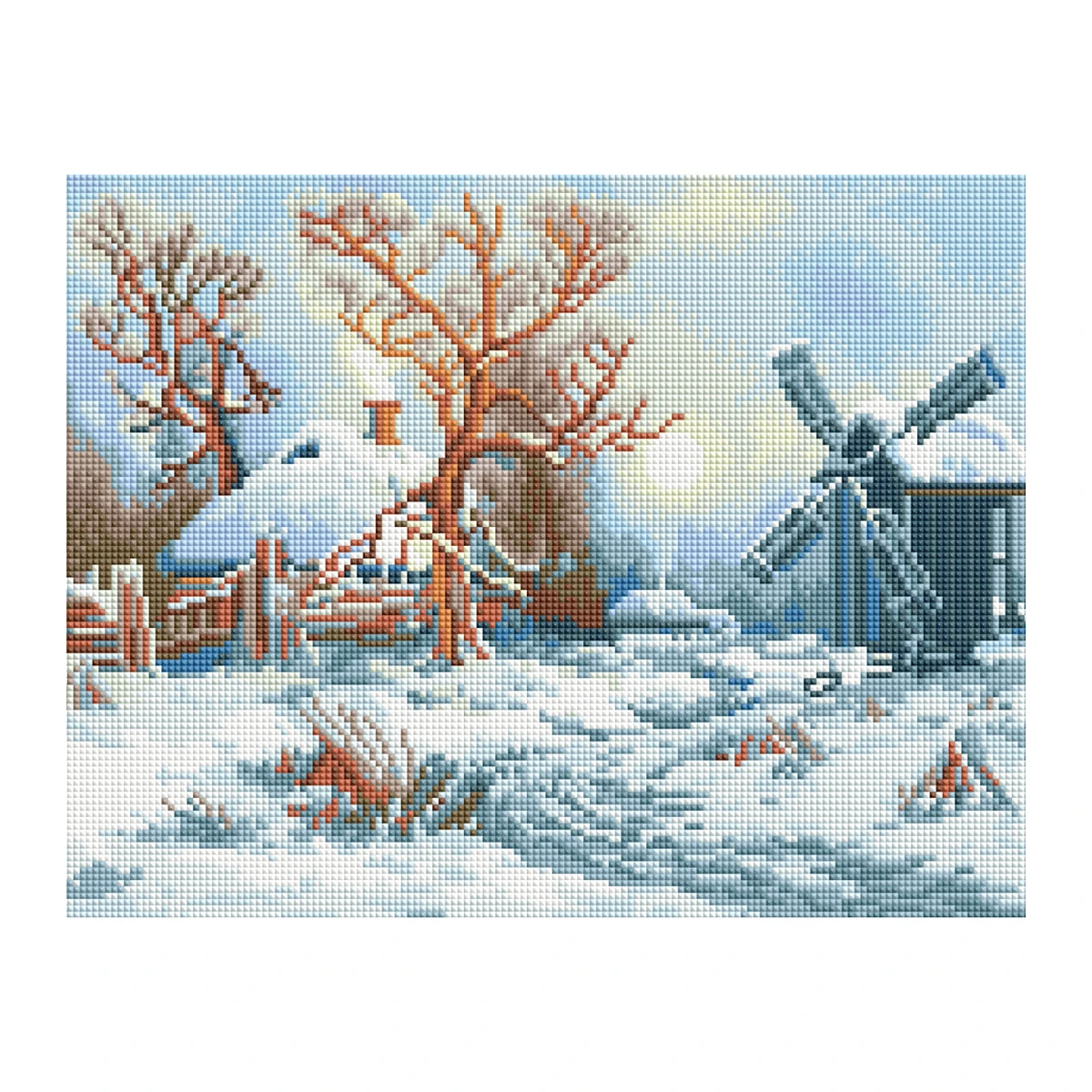 Алмазная мозаика ТРИ СОВЫ "Зима в деревне", 30*40см, холст, картонная