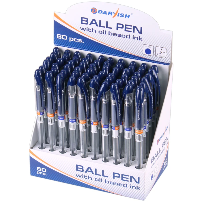 Ручка шариковая синяя на масляной основе "Darvish" корпус прозрачный с