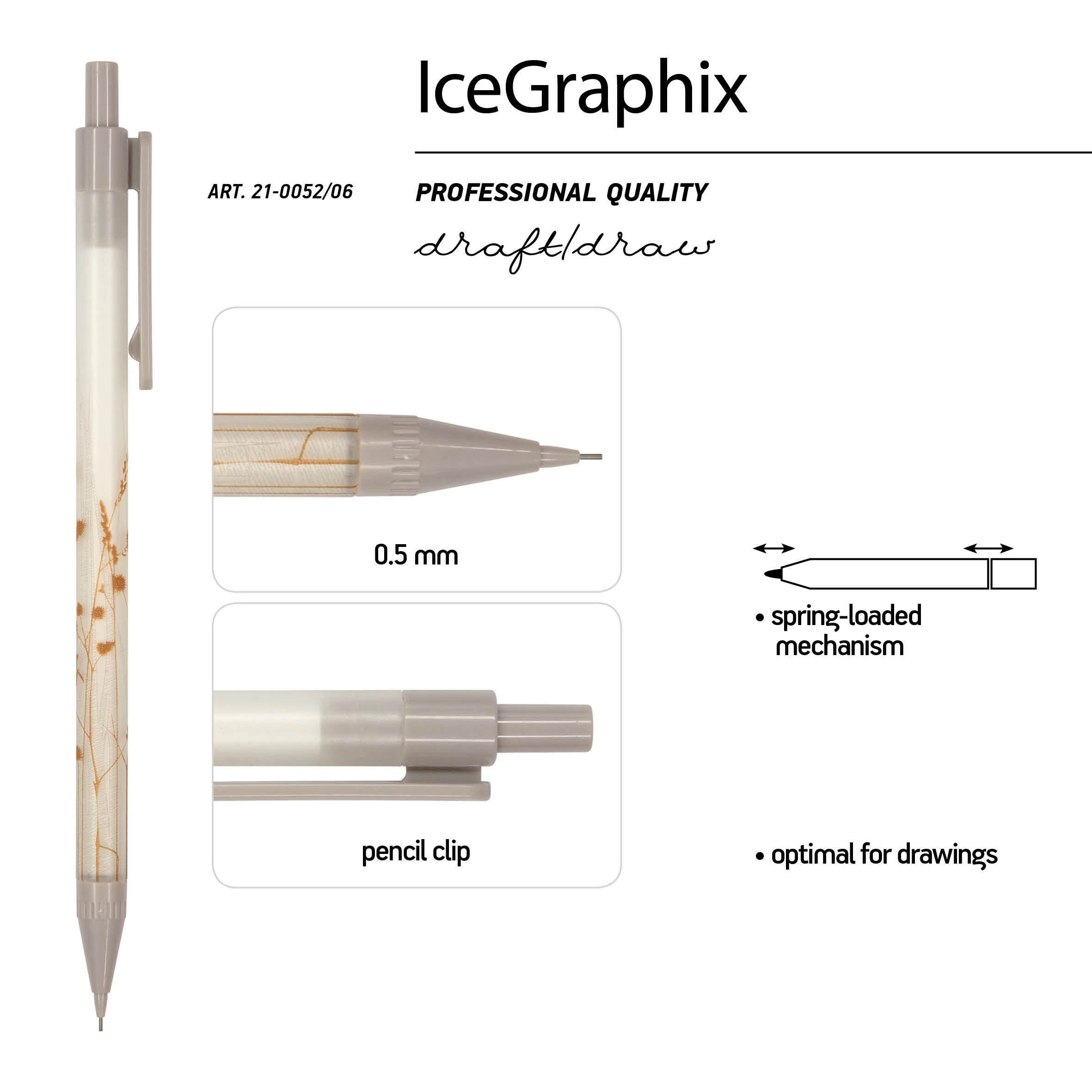 КАРАНДАШ МЕХАНИЧЕСКИЙ "IceGraphix. Полевые цветы" 0,5 ММ