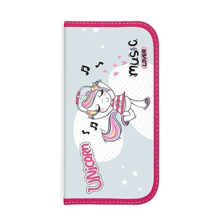 Пенал 1 секц. сред. Schoolformat ЕДИНОРОЖКИ 2 190х90 ламин.картон молния