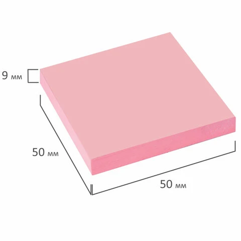Блок самоклеящийся (стикер) STAFF, 50х50 мм, 100 л., розовый, 127143