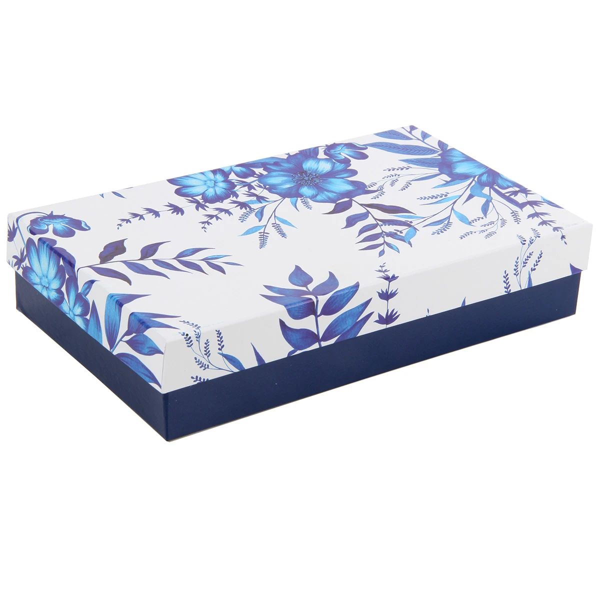 Коробка прямоугольная 24х14х5 см, 2 тона гжель 1