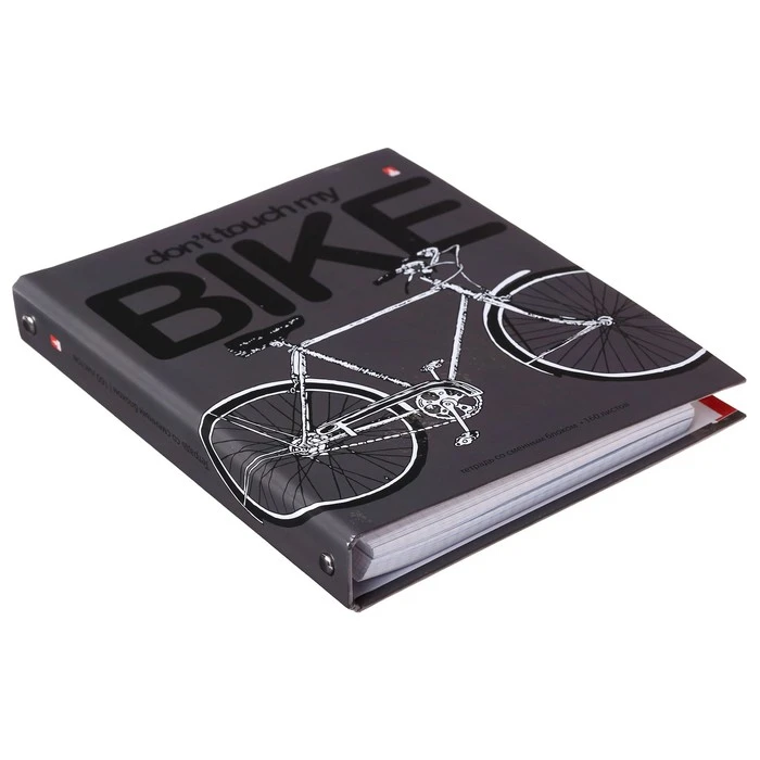 Тетрадь на кольцах, 160 листов в клетку Bike, твёрдая обложка, глянцевая Тетрадь на кольцах, 160 листов в клетку Bike, твёрдая обложка, глянцевая