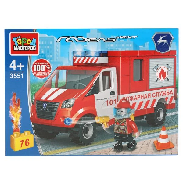 Конструктор пожарная газель, 76дет. в кор. ТМ "Город мастеров"