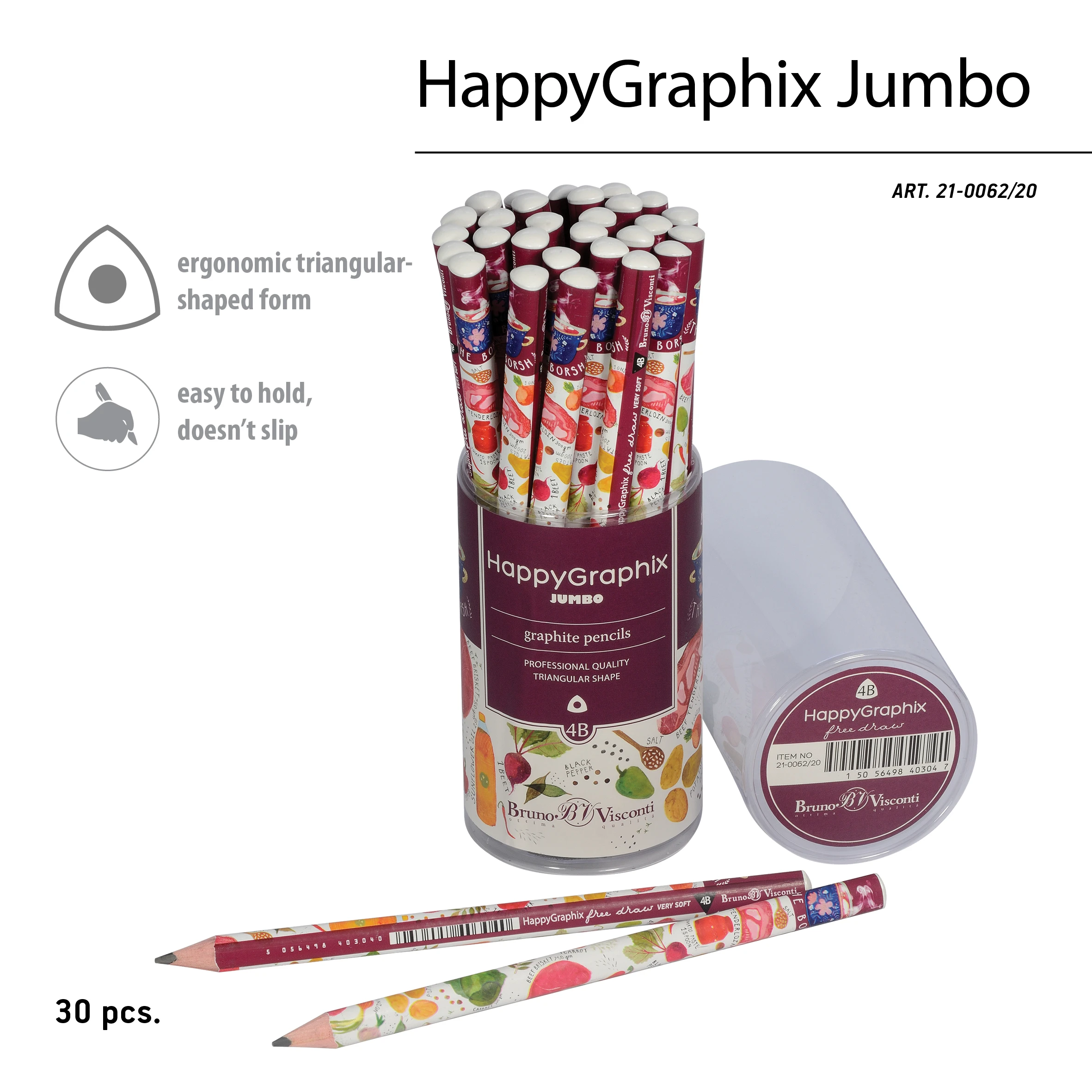 КАРАНДАШ ЧЕРНОГРАФИТОВЫЙ "HappyGraphix Jumbo. Славянская трапеза" 4В,