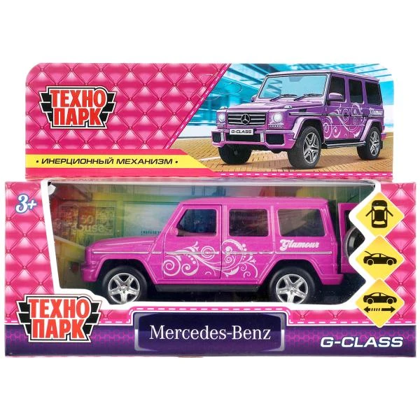 Машина металл MERCEDES-BENZ G-CLASS 12 см, двери, багаж, инерц, фиолет,