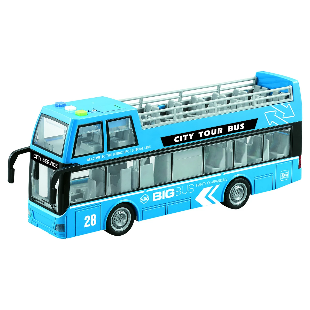 Двухэтажный автобус, фрикция, со светом и звуком, синий