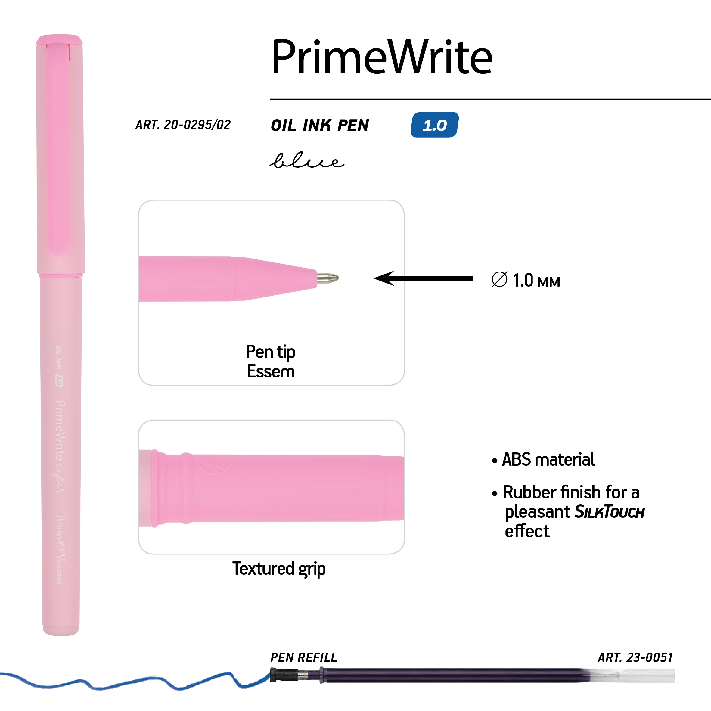 РУЧКА "PrimeWrite. Basic. Zefir" С ЧЕРНИЛАМИ НА МАСЛЯНОЙ ОСНОВЕ, 1.0