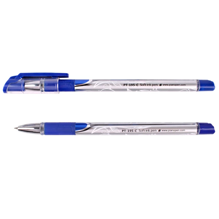 Ручка шариковая синяя на масляной основе "Piano" корпус с резиновым