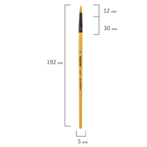 Кисть ПИФАГОР, синтетика, круглая, № 4, 200844