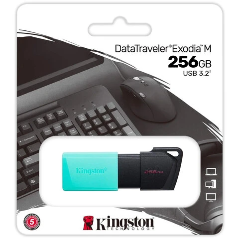 Флеш-диск 256GB KINGSTON DataTraveler Exodia M, разъем USB 3.2, черный/зеленый,