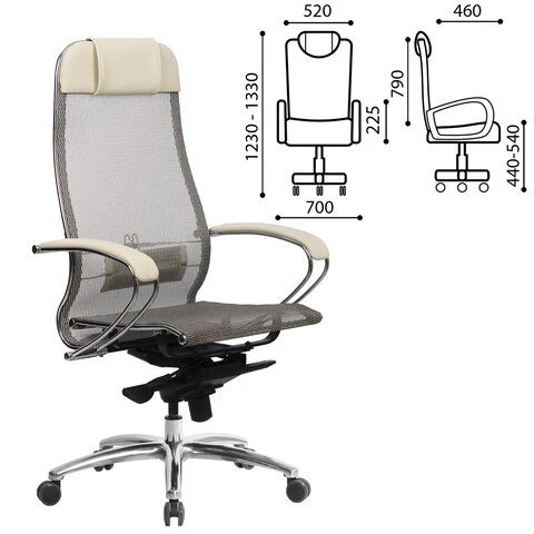 Кресло офисное МЕТТА "SAMURAI" S-1.04, сверхпрочная ткань-сетка,