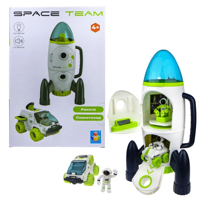 1TOY SPACE TEAM 3 в 1 Космический набор (ракета, фрикц. маш., квадроцикл, 3