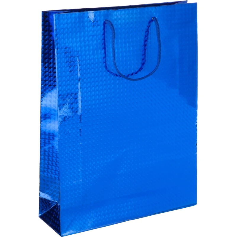 Пакет подарочный голография, синий, 26х34х8см, GBZ091 blue
