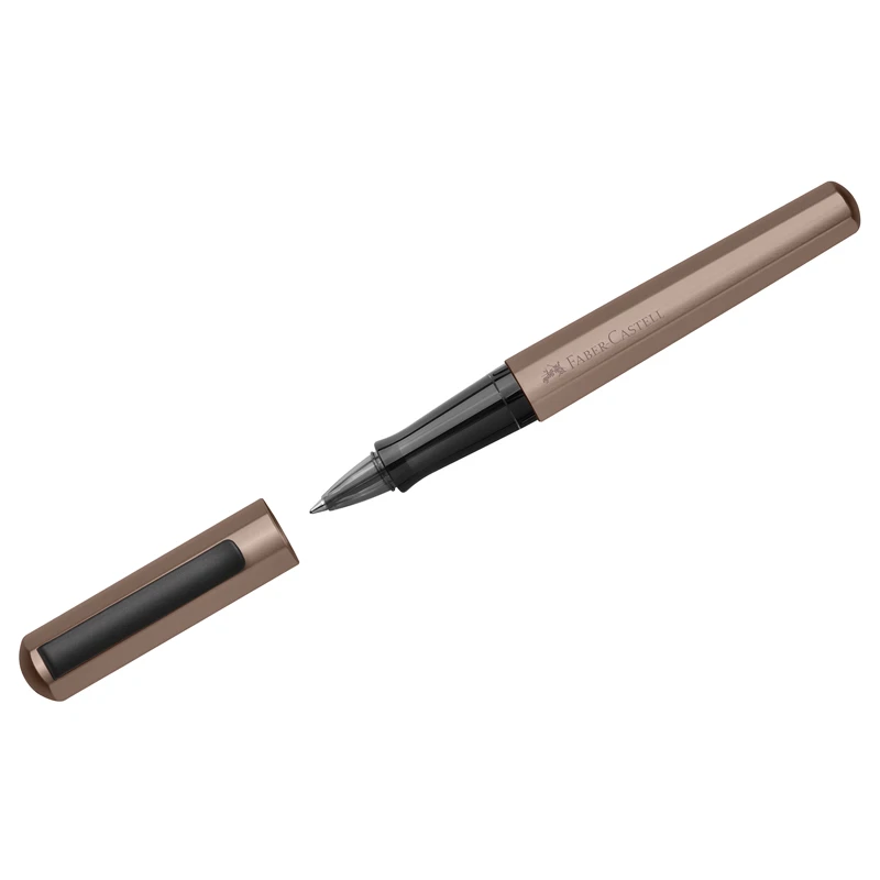 Ручка-роллер Faber-Castell "Hexo" черная, 0,7мм, шестигран., бронзовый