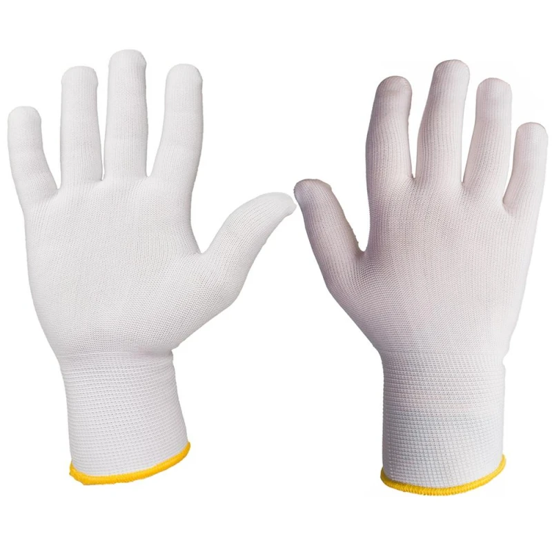 Перчатки защитные нейлоновые JetaSafety JS011n цв. белый р.XL (12 пар/уп)