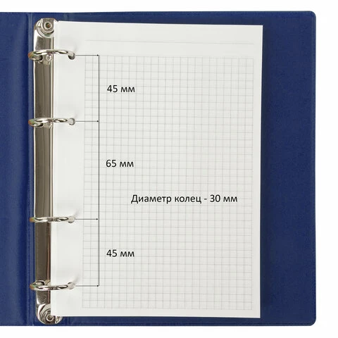 Тетрадь на кольцах А5 (180х220 мм), 80 л., обложка ПВХ, клетка, BRAUBERG, синий,