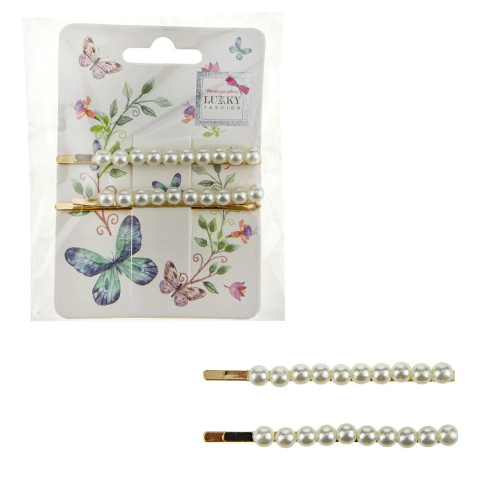 Lukky Fashion заколки невидимки жемчужинки средние 2 штуки