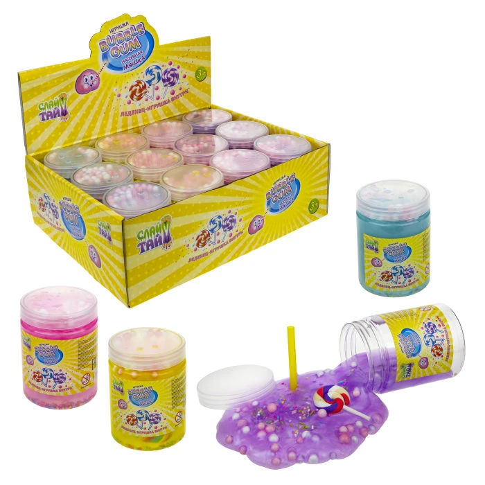 Слайм Тайм, Bubble Gum, надувная мяшка с леденцом, 4 цвета