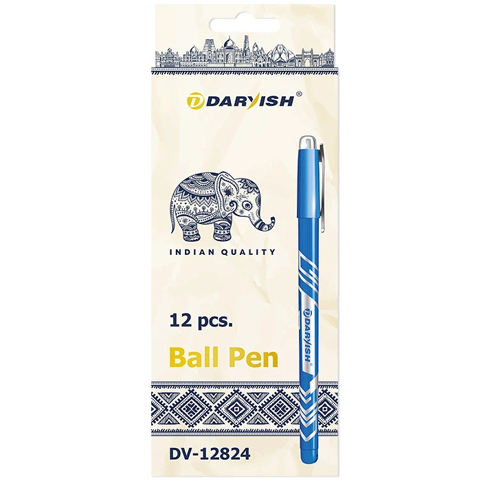 Ручка шариковая синяя "Darvish" корпус цветной ассорти с серебр.