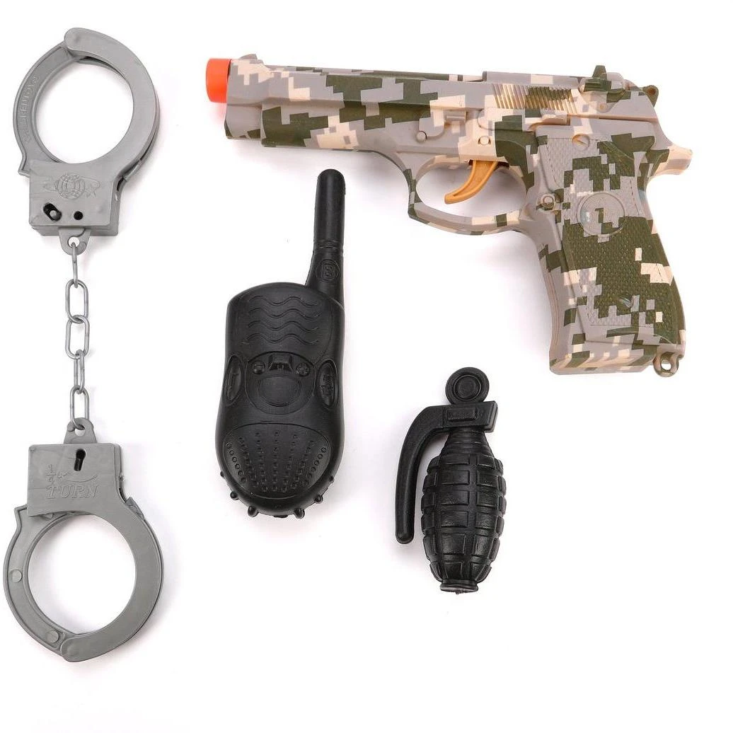 Игр.набор Военный, пистолет эл., звук, в комплекте: рация, граната, наручники,