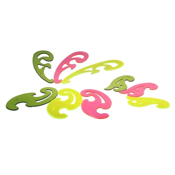 Набор лекал "Стамм" 12 см, 17 см, 25 см, прозрачные, флюоресцентные, в