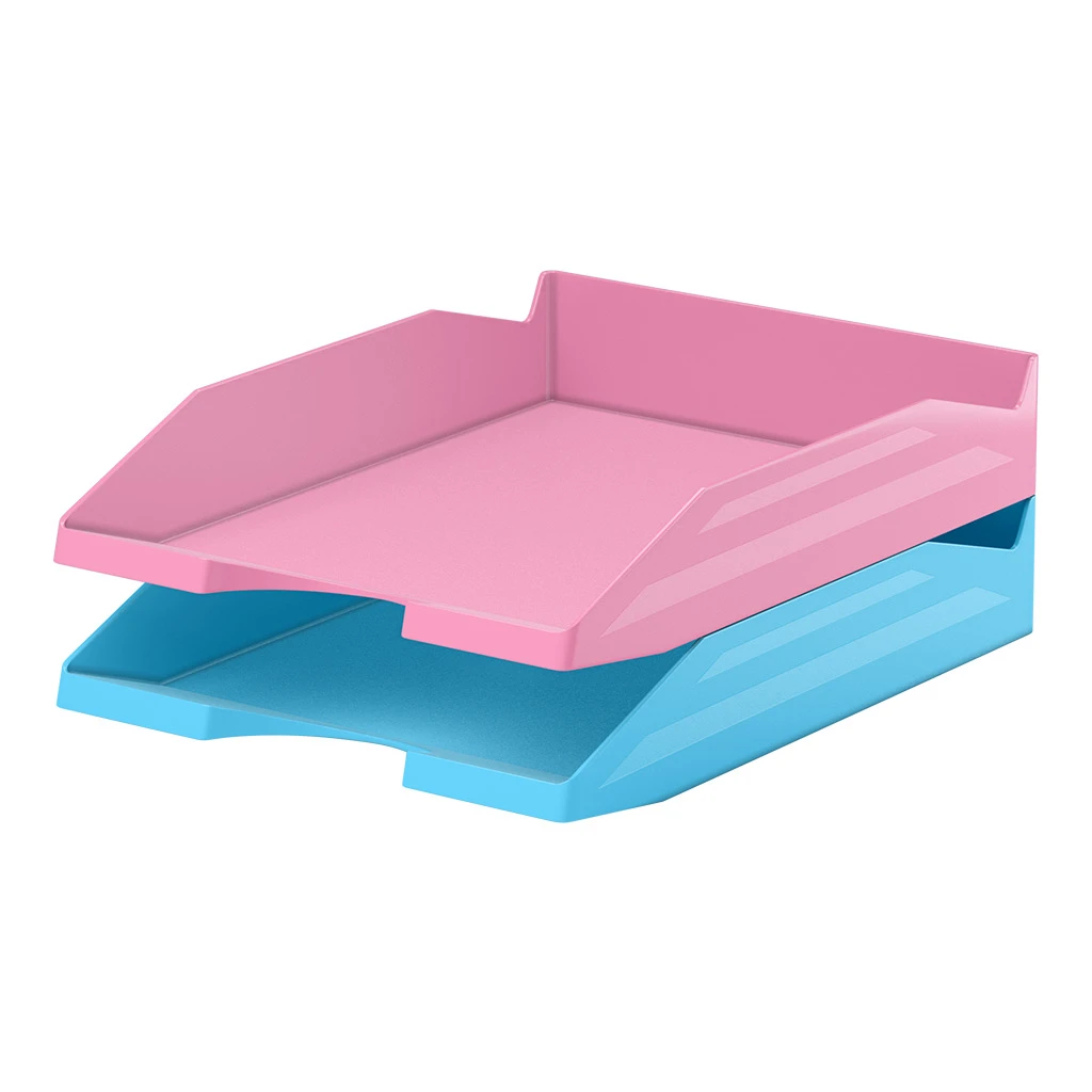 Набор из 2 пластиковых лотков для бумаг ErichKrause® Office, Pastel, розовый и