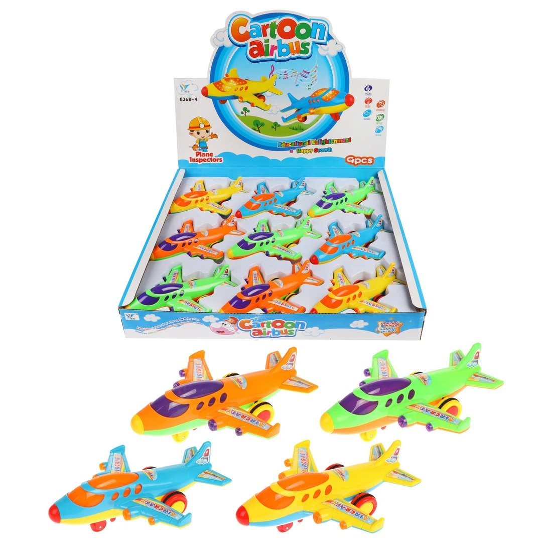 Самолет инерционный, свет, звук, дисплей, в ассортименте