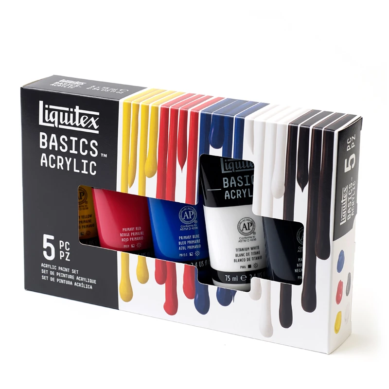 Краски акриловые Liquitex "Basics" 05цв., 75мл/туба, картонная коробка