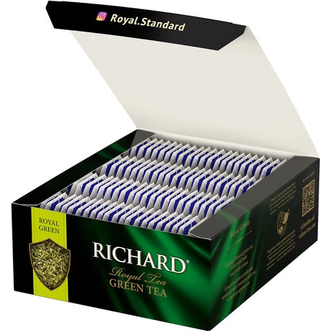 Чай RICHARD (Ричард) "Royal Green", зеленый, 100 пакетиков по 2 г,