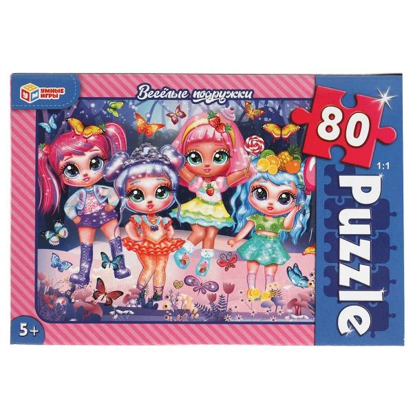 Веселые подружки. Пазлы классические в коробке. Пазл 80 детали. Умные игры Веселые подружки. Пазлы классические в коробке. Пазл 80 детали. Умные игры