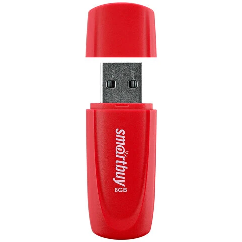 Флеш-диск 8 GB SMARTBUY Scout USB 2.0, красный, SB008GB2SCR