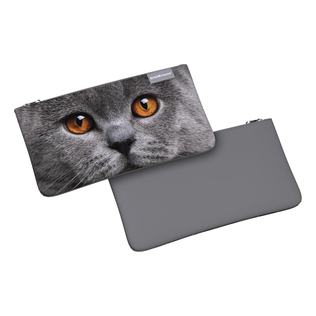 Пенал конверт Erich Krause® Light 220x120мм Grey Cat