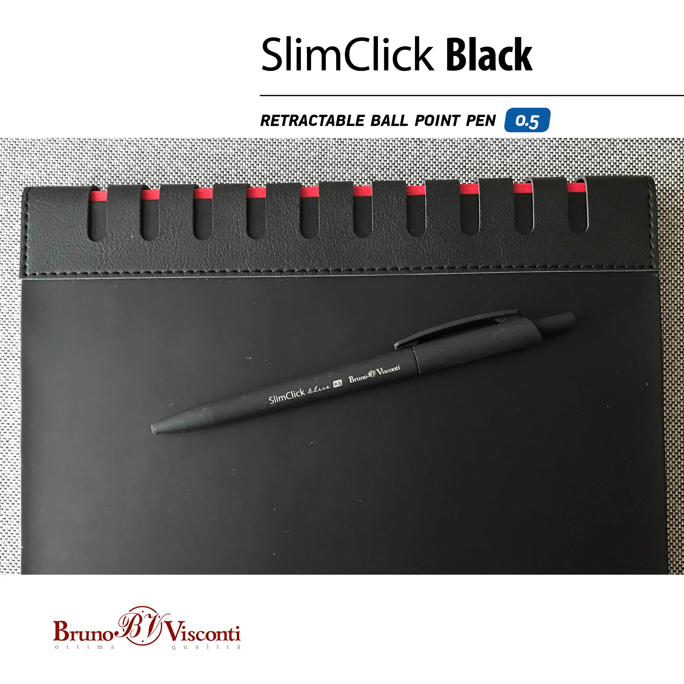 РУЧКА "SlimClick.BLACK" ШАРИКОВАЯ АВТОМАТИЧЕСКАЯ 0.5 ММ, СИНЯЯ