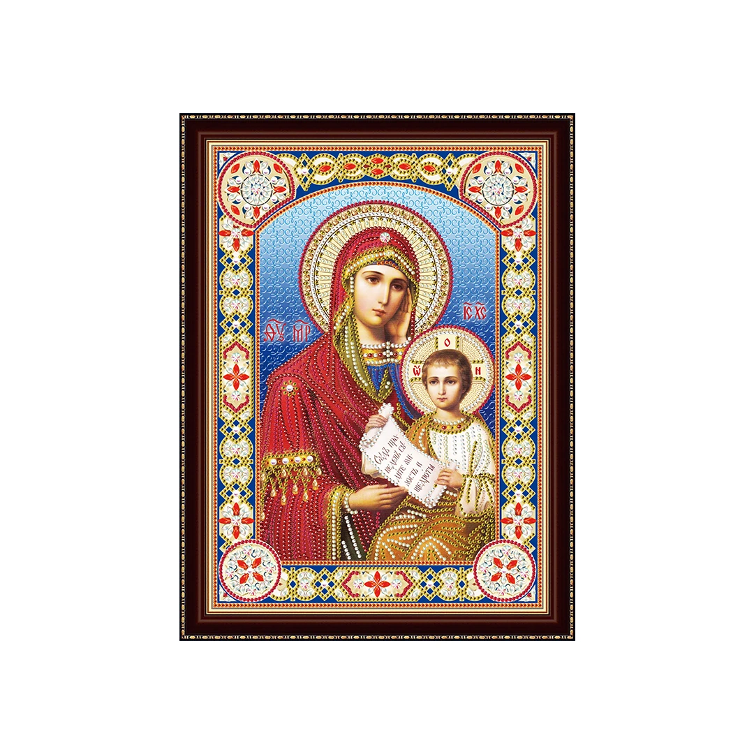 Алмазная мозаика 30х40 см с подрамником c част. зап. (блест) Икона Божией Матери