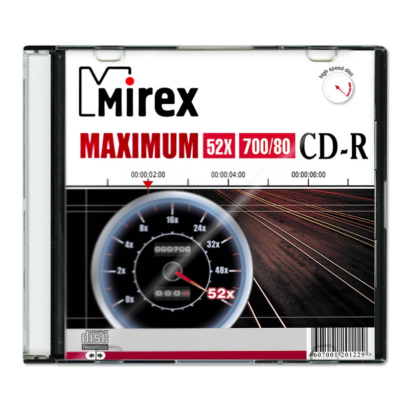 Носители информации Mirex CD-R MAXIMUM 52x slim case(UL120052A8S)