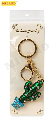 Брелок со стразами Кактус,6х3,5 см Т-5117